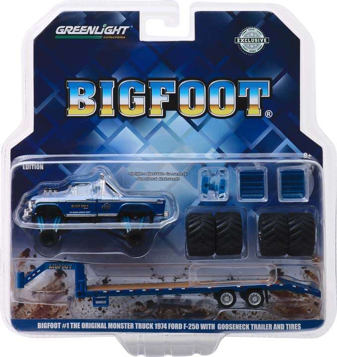 Bigfoot #1 (1979) - 1974 Ford F-250 Monster Truck on Gooseneck Trailer with Replacement Tires (Ho...