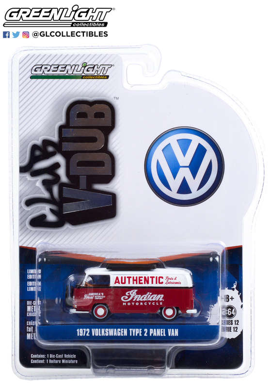 CLUB VEE-DUB S12 VW TYPE 2 PANEL VAN INDIAN M/CYCLE 6 OFF IN BOX 1/64, DIECAST COLLECTABLES