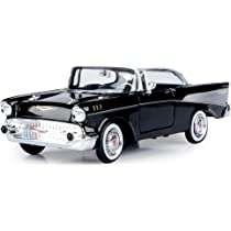 CHEVY BEL AIR BLACK/WHITE 1957 1/24, DIECAST CAR, COLLECTABLE CAR.