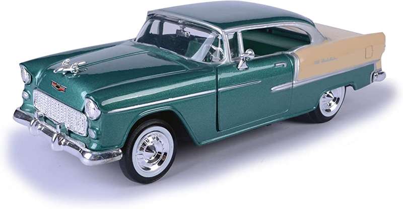 CHEVY BEL AIR GREEN 1955 1/24, DIECAST CAR, COLLECTABLE CAR.