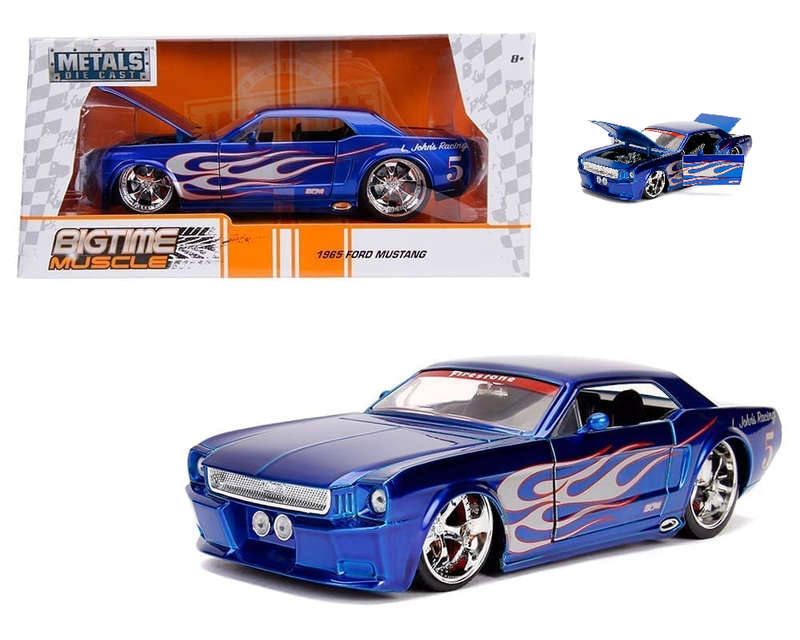 JADA FORD MUSTANG BTM CANDY BLUE WITH SILVER FLAMES 1965 1/24