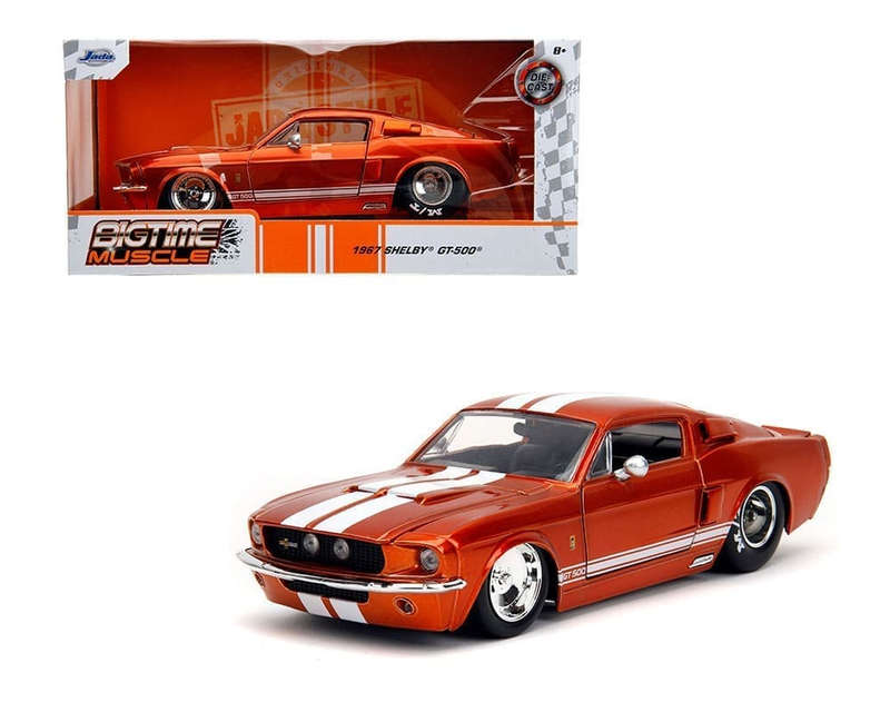 JADA SHELBY GT500 BTM  MET ORANGE/WHITE STRIPE  1967 1/24