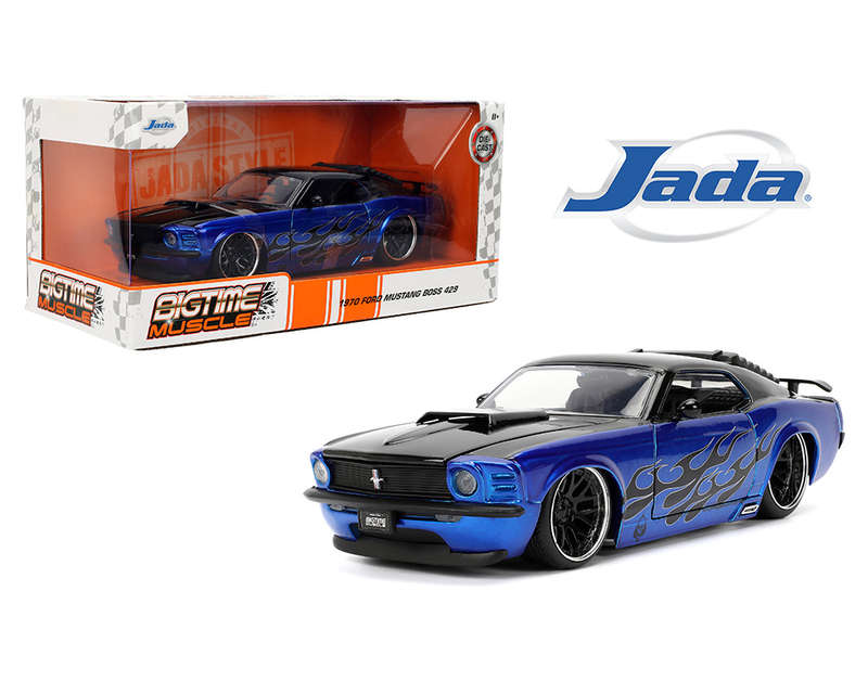 JADA-FORD MUSTANG BOSS 429  BLUE/ BLACK FLAMES 1970 1/24