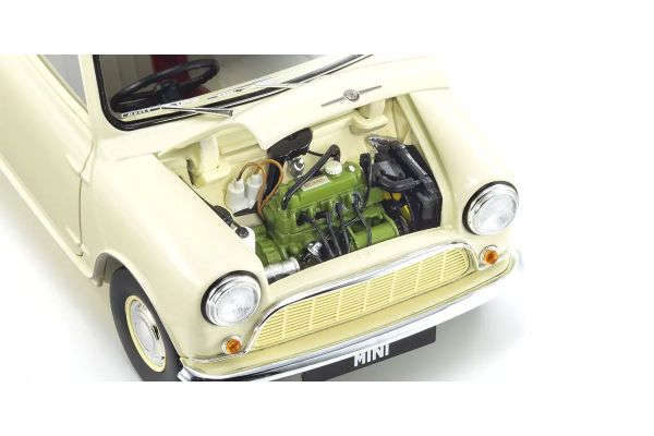MORRIS MINI MINOR OLD ENGLISH WHITE 1/18, DIECAST COLLECTABLES