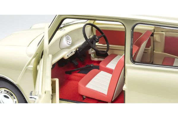 MORRIS MINI MINOR OLD ENGLISH WHITE 1/18, DIECAST COLLECTABLES
