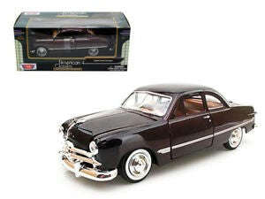 FORD COUPE BURGUNDY 1949 1/24, DIECAST CAR, COLLECTABLE CAR.