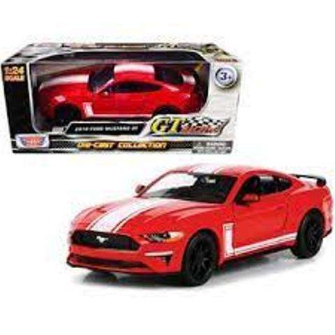 GT RACING FORD MUSTANG GT RED 2018 1/24, DIECAST CAR, COLLECTABLE CAR.