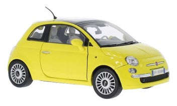 FIAT NUOVA 500 TROPICALIA YELLOW 1/18, DIECAST CAR, COLLECTABLE CAR.