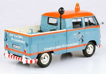 VOLKSWAGEN TYPE 2 T1 SERVICE PICKUP GULF BLUE 1/24, DIECAST CAR, COLLECTABLE CAR.