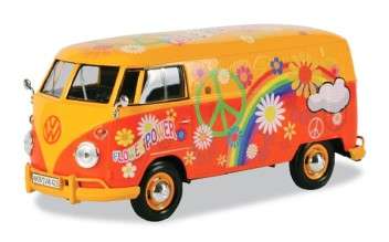 VOLKSWAGEN TYPE 2 (T1) - DELIVERY VAN FLOWER POWER 1/24, DIECAST CAR, COLLECTABLE CAR.