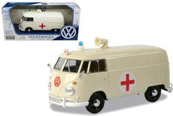 VOLKSWAGEN TYPE 2 (T1) - AMBULANCE CREAM 1/24, DIECAST CAR, COLLECTABLE CAR.