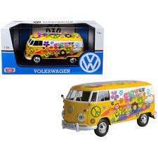 VOLKSWAGEN TYPE 2 T1 DELIVERY VAN FLOWER POWER 2 YELLOW, DIECAST CAR, COLLECTABLE CAR.