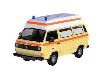 VW TYPE 2 (T3) HI ROOF AMBULANCE CREAM 1/24, DIECAST CAR, COLLECTABLE CAR.