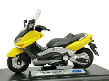YAMAHA XP500 TMAX 2001 YELLOW 2001 1/18, DIECAST MOTORBIKE, COLLECTABLE MOTORCYCLE.