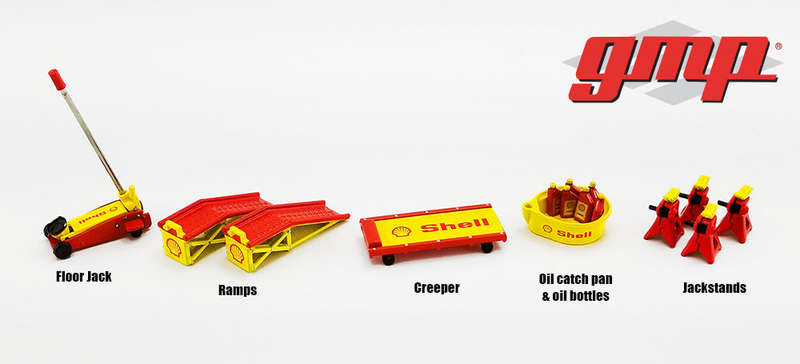 SHOP TOOL SET SHELL OIL #2 11 PIECES 1/18, DIECAST COLLECTABLES