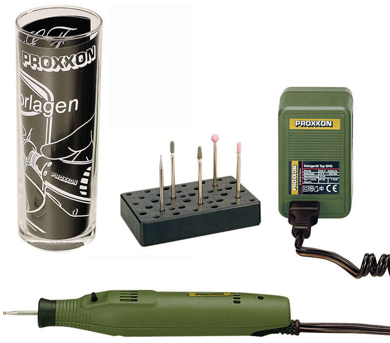Proxxon - GLASS ENGRAVER WITH"TRIAL GLASS " HOBBY TOOL, ARTS AND CRAFTS, MINIATURE MODEL BUILDING...
