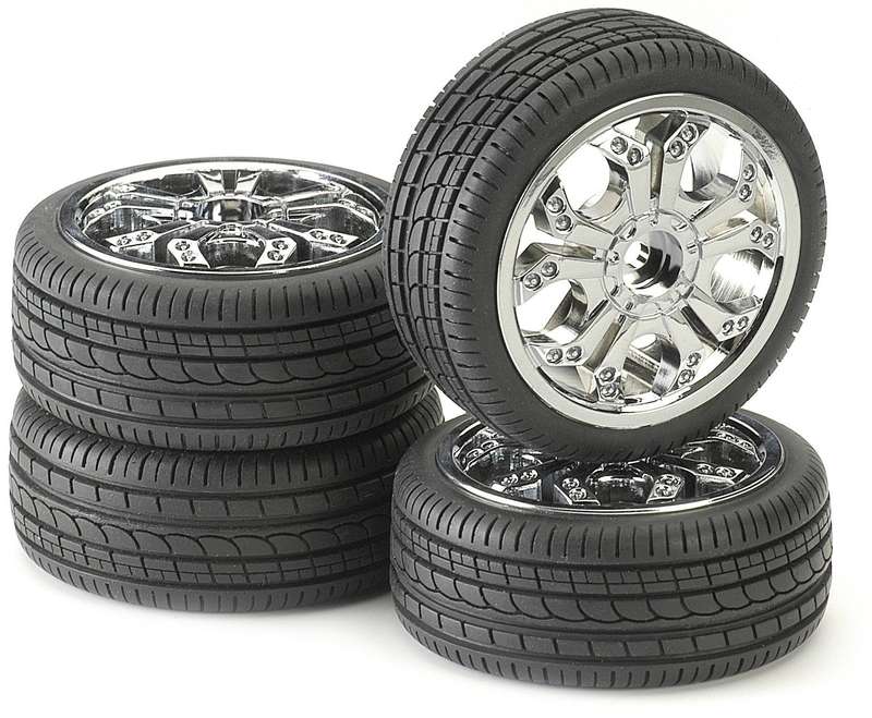 Tire & Rim Set - For 1/10 Scale Radio Control Car 12mm hex