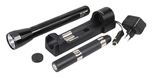METAL D RECHARGEABLE TORCH 12/24/220V BLACK FROM ANSMANN GERMANY