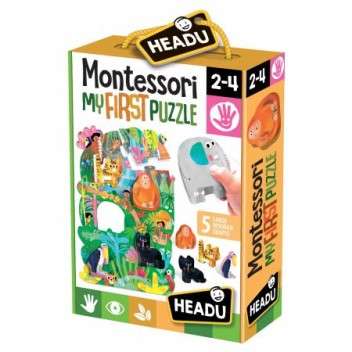 MONTESSORI FIRST PUZZLE THE JUNGLE 5 LARGE WOODEN SHAPES EDUCATIONAL PUZZLE;EDUCTIONAL PUZZLE, TE...
