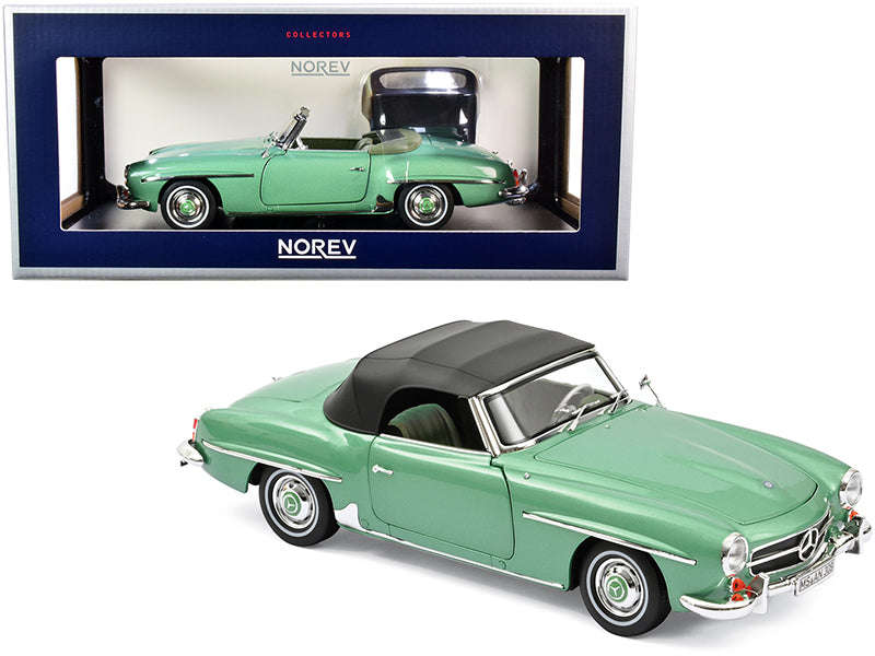 1:18 MERCEDES BENZ 190 SL 1957 LIGHT GREEN METALLIC DIECAST, DIECAST CAR, COLLECTABLE CAR.