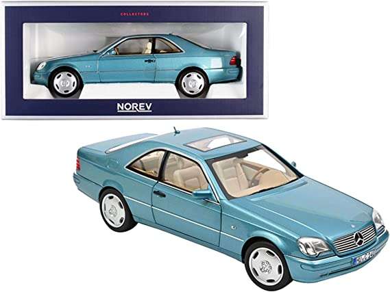 MERCEDES-BENZ CL600 COUPE BLUE METALLIC 1997 1/18, DIECAST CAR, COLLECTABLE CAR.
