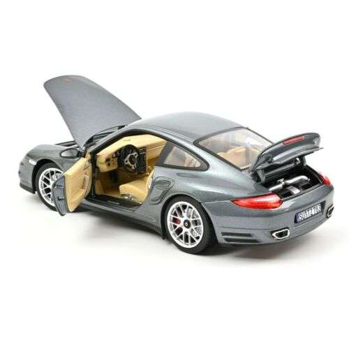 PORSCHE 911 TURBO GREY METALLIC 2010 1/18, DIECAST CAR, COLLECTABLE CAR.