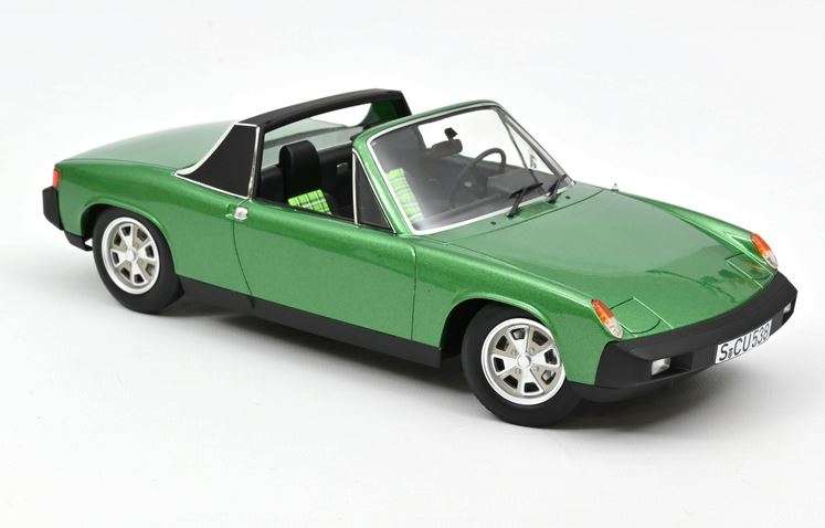 VW-PORSCHE 914 2.0 GREEN METALLIC 1975 1/18, DIECAST CAR, COLLECTABLE CAR.