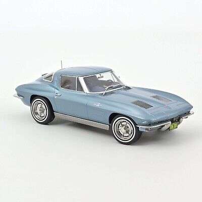 CHEVROLET CORVETTE STINGRAY LIGHT BLUE METALLIC 1963 1/18, DIECAST CAR, COLLECTABLE CAR.