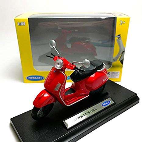 1:18 VESPA GTS 125CC 2017 RED DIECAST, DIECAST MOTORBIKE, COLLECTABLE MOTORCYCLE.