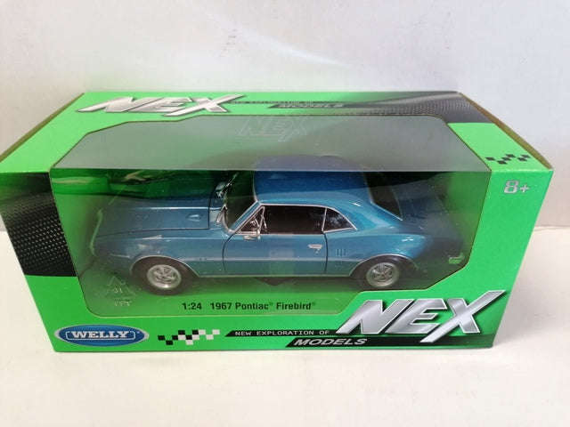 PONTIAC FIREBIRD BLUE 1967 1/24 DIECAST, DIECAST CAR, COLLECTABLE CAR.