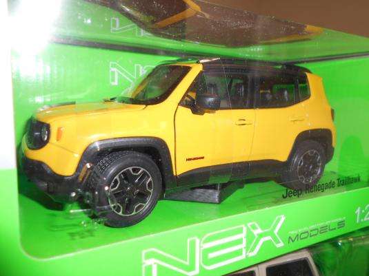 1:24 JEEP RENEGADE TRAILHAWK YELLOW DIECAST, DIECAST CAR, COLLECTABLE CAR.