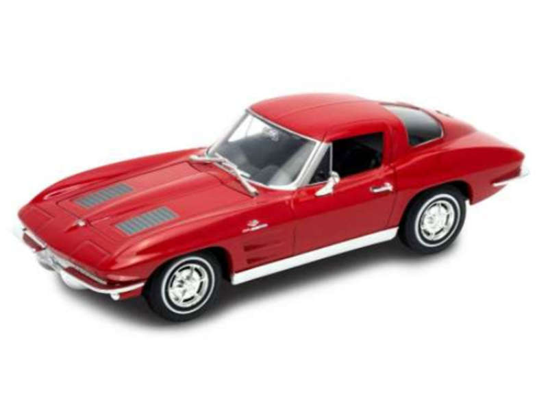 1:24 CHEVROLET CORVETTE RED 1963 DIECAST, DIECAST CAR, COLLECTABLE CAR.