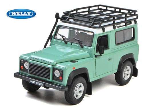 LAND ROVER DEFENDER W ROOF RACK SNORKEL L.GREEN 1/24 DIECAST, DIECAST CAR, COLLECTABLE CAR.