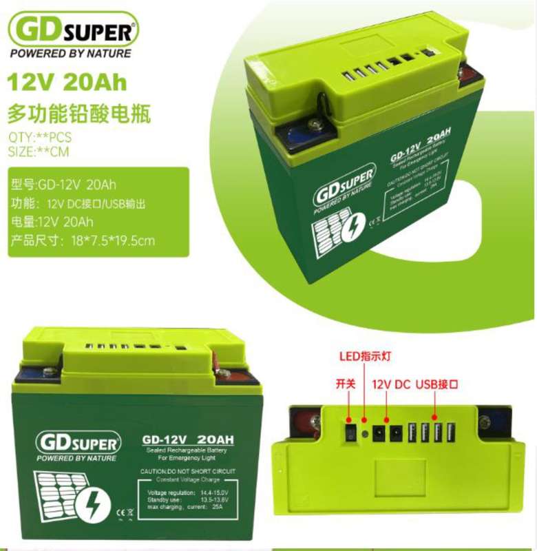 12V 20AH Battery with 4 USB Outputs and 2 x 12V DC Output