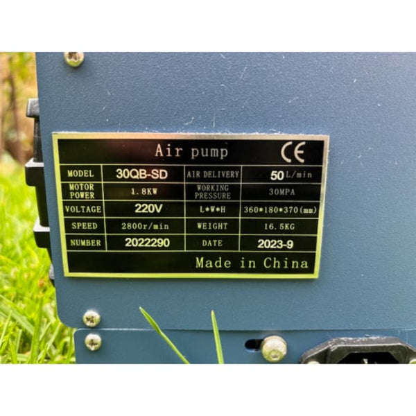 Mini High Pressure Titanium Compressor | 220V |  0-300BAR | Includes Water Pump, Requires Externa...