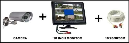 DIY Infrared Camera Plus 10'' Monitor Plus Cable - Available in 10/20/30/50 meter