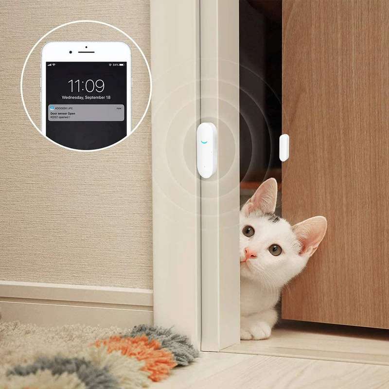 WiFi Wireless Door Window Sensor,TUYA Smart Alarm, Home Security Alarm System, Compatible with Al...