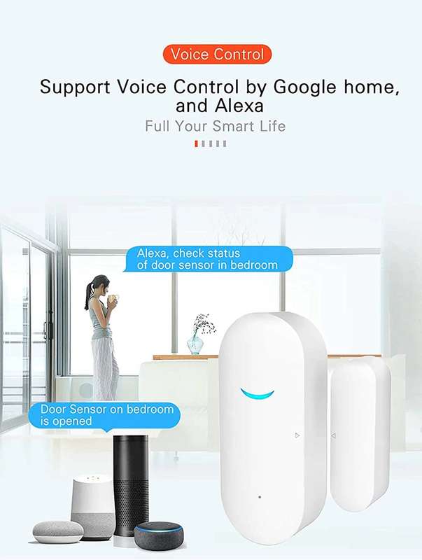 WiFi Wireless Door Window Sensor,TUYA Smart Alarm, Home Security Alarm System, Compatible with Al...