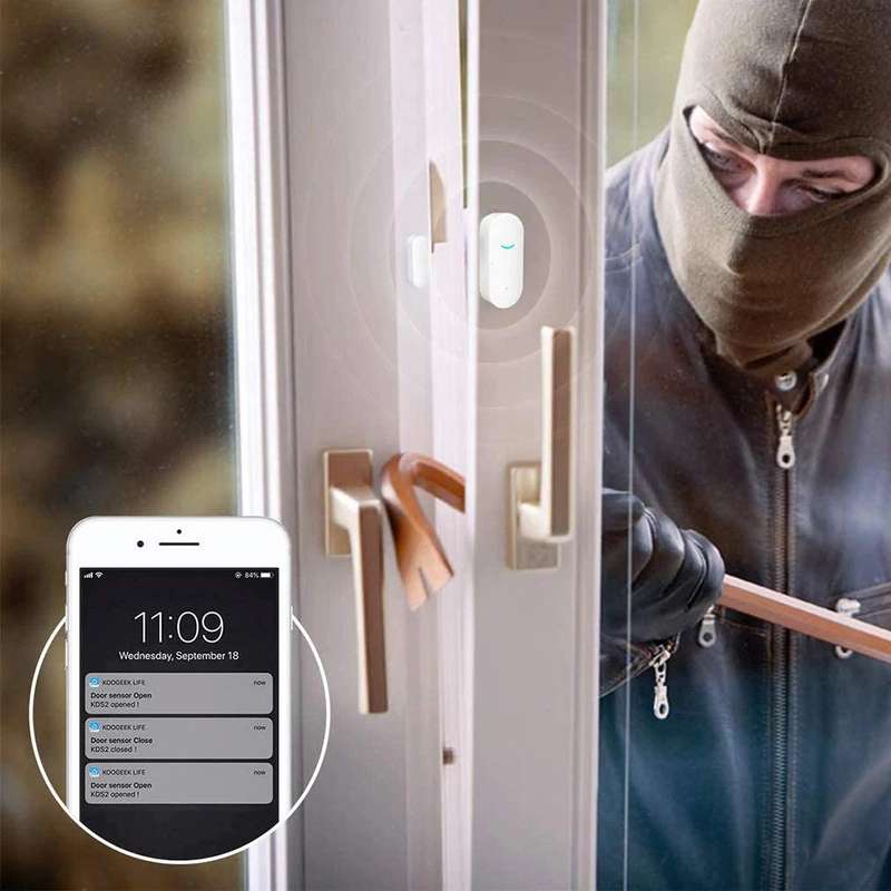 WiFi Wireless Door Window Sensor,TUYA Smart Alarm, Home Security Alarm System, Compatible with Al...