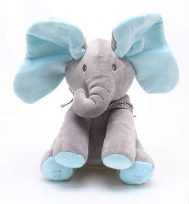 Peekaboo Elephant -  Blue & Grey
