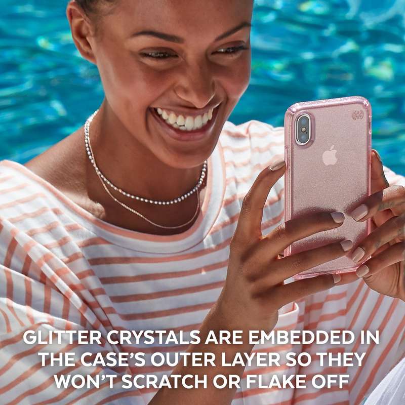 Speck Presidio Glitter case for iPhone XS / X - Clear / Gold