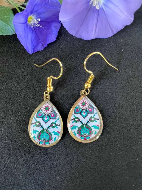Double Sided Blue Paisley earrings