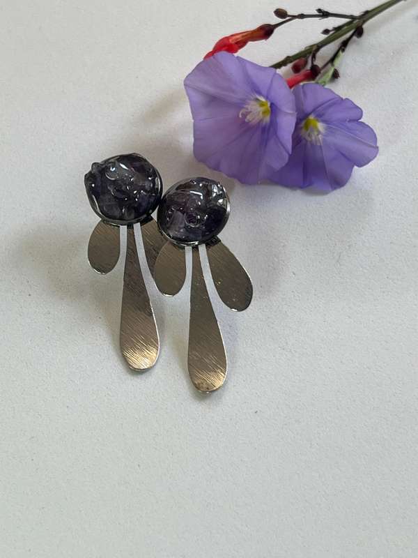 Amethyst in Silver setting Resin Jewlery
