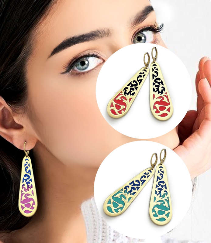 Turquoise Ottoman Long Drop Earrings