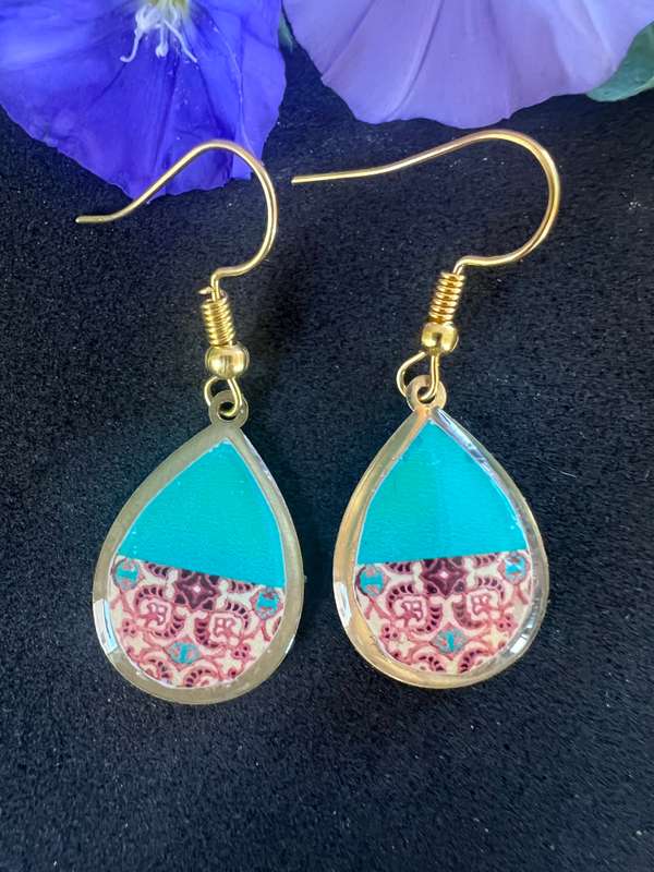 Double Sided Blue Paisley earrings