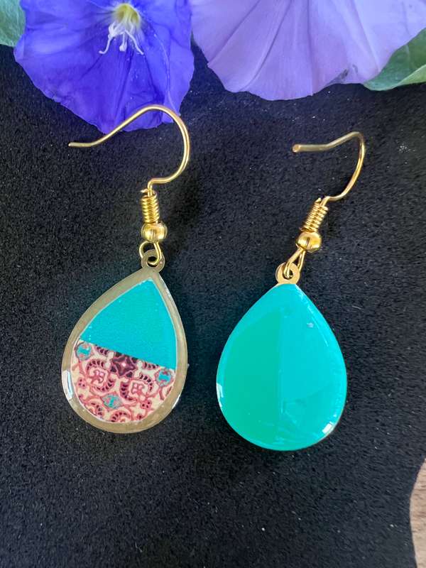 Double Sided Blue Paisley earrings