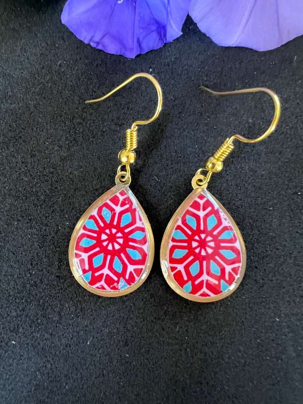Double Sided Red Paisley earrings