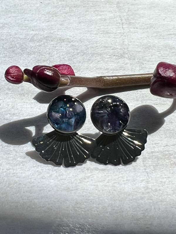 Amethyst in Silver setting Resin Jewlery