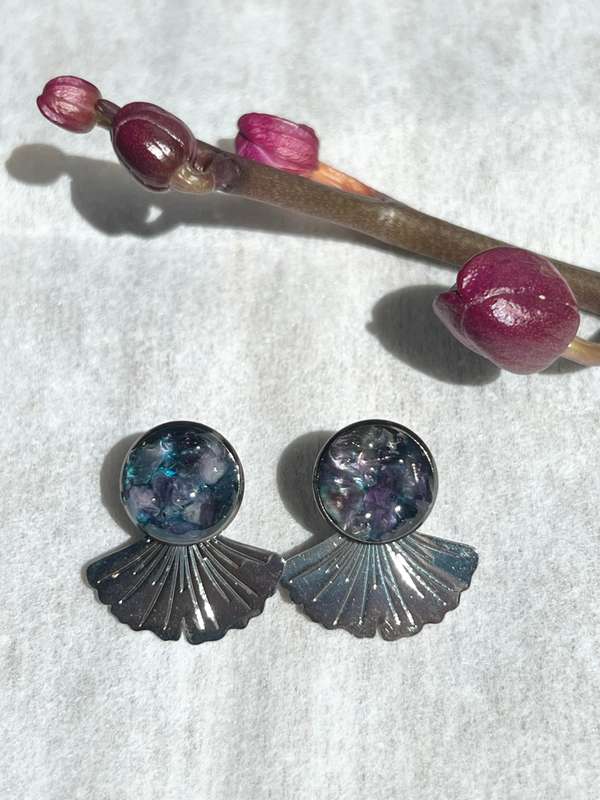 Amethyst in Silver setting Resin Jewlery