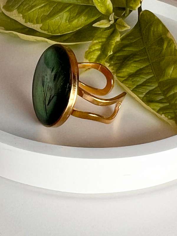 Real Dandelion Statement Ring